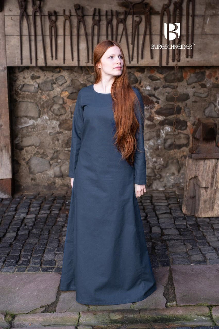 Mittelalter Unter Kleid Freya blau Kostüm Zubehör Baumwolle - XXL, XXL