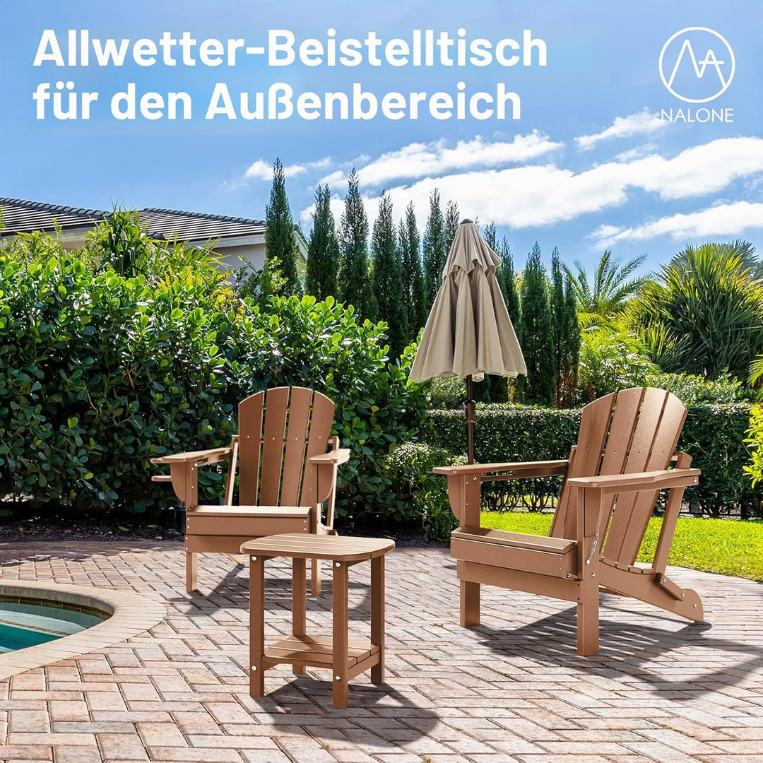 NALONE Adirondack Beistelltisch 16,5" Outdoor-Beistelltisch HDPE Kunststoff Doppelter Adirondack Kle