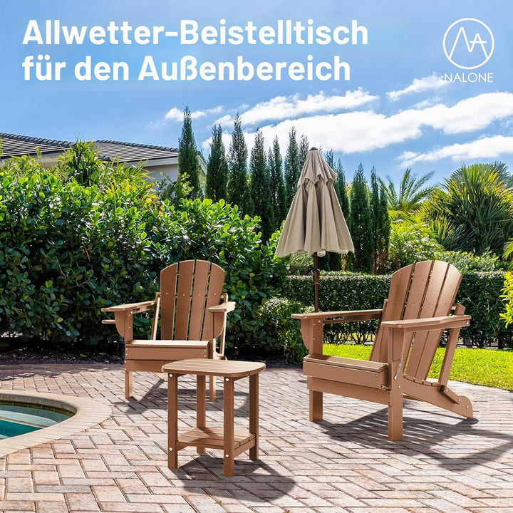 NALONE Adirondack Beistelltisch 16,5" Outdoor-Beistelltisch HDPE Kunststoff Doppelter Adirondack Kle