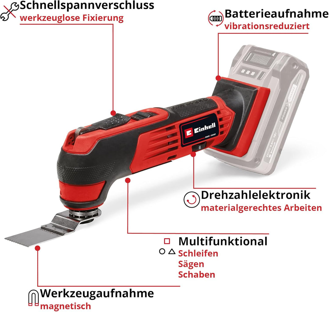 Einhell Akku-Multifunktionswerkzeug TE-MG 18/1 Li - Solo Power X-Change (18 V, 3 Funktionen, magneti
