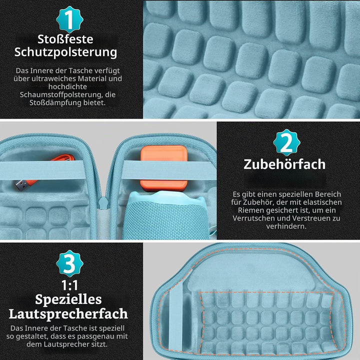 co2CREA Hart Reise Schutz Hülle Etui Tasche für JBL Charge 6 Bluetooth Lautsprecher mit abnehmbarem