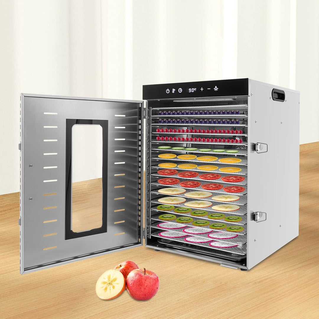 Dörrautomat Edelstahl Lebensmittel-Dehydrator Dörrgerät mit Rezeptheft und Temperaturregelung Lebens