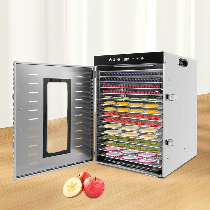 Dörrautomat Edelstahl Lebensmittel-Dehydrator Dörrgerät mit Rezeptheft und Temperaturregelung Lebens