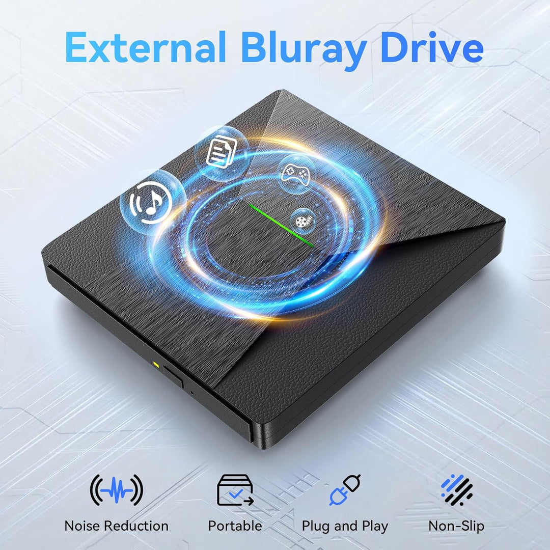 Externes Blu-Ray-DVD-Laufwerk, MthsTec USB 3.0 und Typ-C Blu-Ray-Brenner, DVD-Brenner, 3D Slim Optic