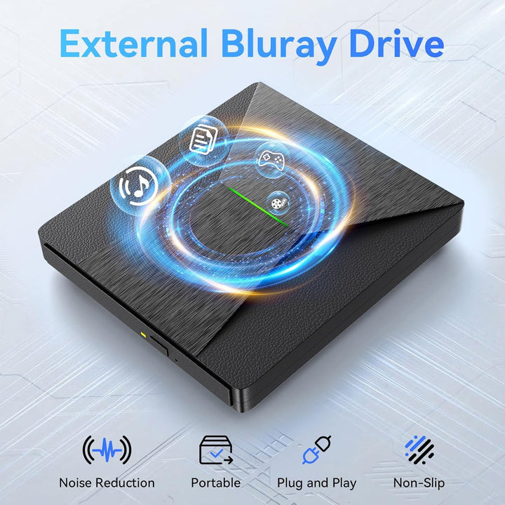 Externes Blu-Ray-DVD-Laufwerk, MthsTec USB 3.0 und Typ-C Blu-Ray-Brenner, DVD-Brenner, 3D Slim Optic