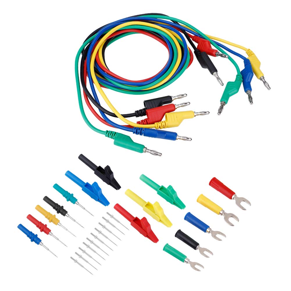 4 mm Bananenstecker Messleitungen Set P1036B Krokodilklemmen U Sonden Kit für Multimeter Test, 4 mm