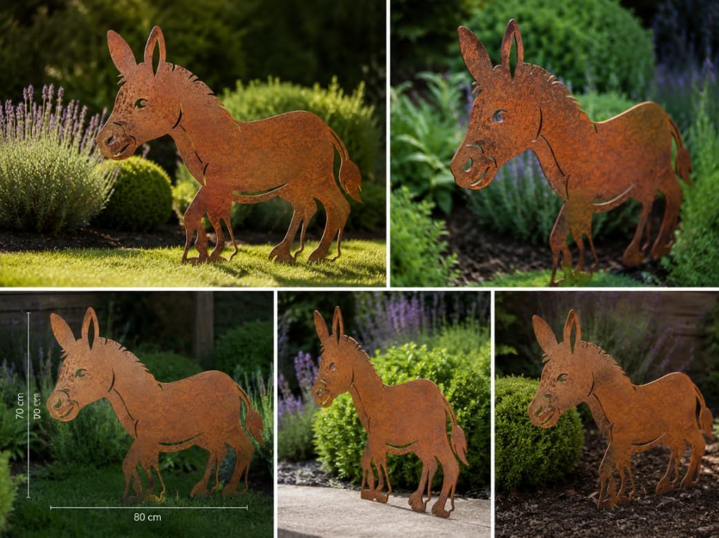 Kapaga - Gartenfigur aus Rost auf Einschlagbeinen - Metall Tierfigur - Edelrost Dekofigur - Tier Fig