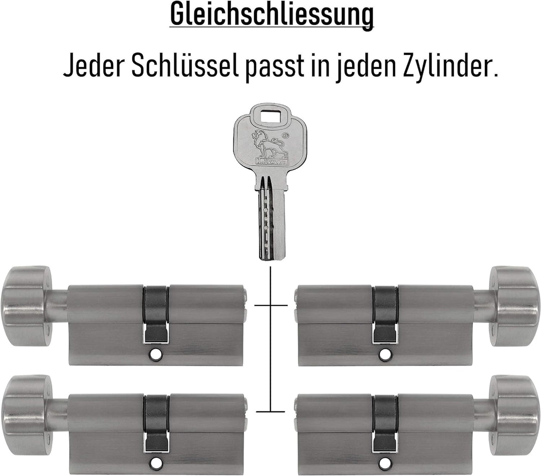 4x Knaufzylinder KD 60 mm 30/30 gleichschliessend inkl. 20 Schlüssel