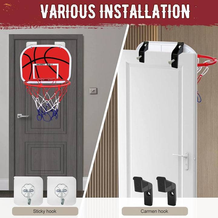 Basketballkorb für Zimmer, Mini Basketballkorb Indoor mit Ballpumpe und 2 Bällen, Basketball Korb im