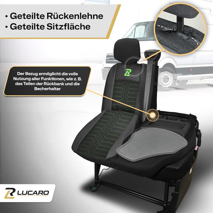 LUCARO Sitzbezüge Auto Renault Master 3, Opel Movano B, Nissan NV400 - Geteilte Rückenlehne und Sitz