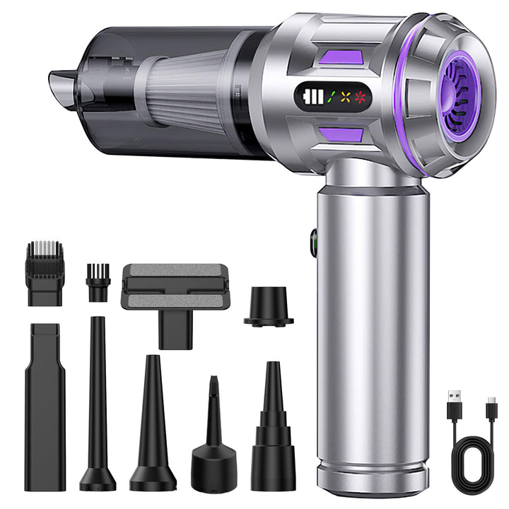 Akku-Handstaubsauger 18000Pa, 3 Stufen & Druckluftgebläse, USB-C | Kabelloser Auto-Staubsauger, 6000