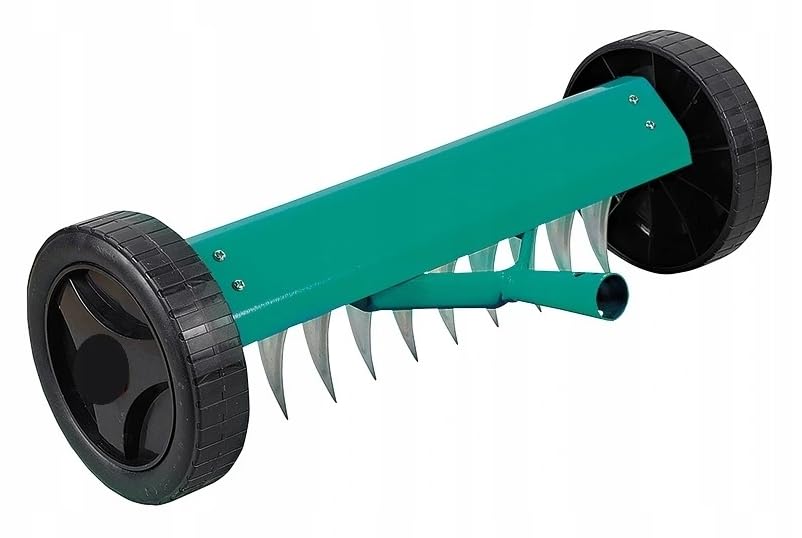 Vertikutierer Manuell Mit Rädern Rasenlüfter Garten Kultivator Jäten Rasen 34cm