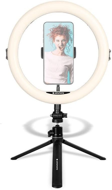 AgfaPhoto Ringlicht Realiview ARL11-11-Zoll-LED Ring Licht mit Stativ - Das perfekte Ring Light für