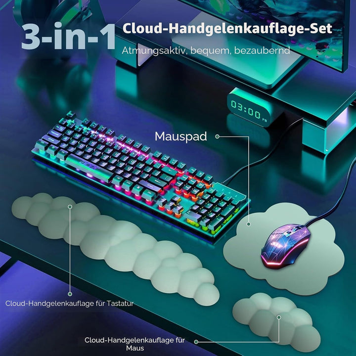 MoKo Wolke Handgelenkauflage, Ergonomisch Weich Cloud Handauflage Tastatur Maus Handballenauflage Se
