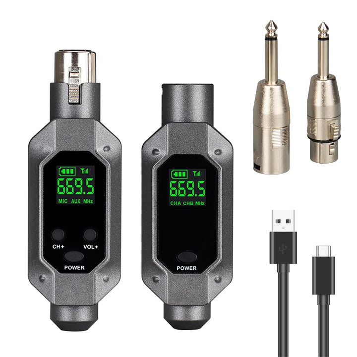 Mobiler kabelloser XLR-Mikrofon-Empfänger – 262ft/80 m Reichweite 2,4 GHz Mikrofonsystem mit geringe