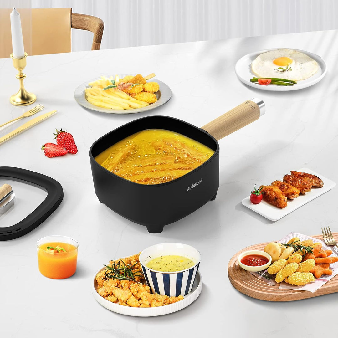 Audecook Elektrischer Hot Pot mit Dampfgarer, 2L/20cm Antihaft Elektropfanne mit Keramikglasur, Trag