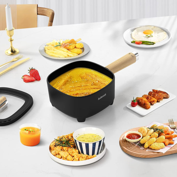 Audecook Elektrischer Hot Pot mit Dampfgarer, 2L/20cm Antihaft Elektropfanne mit Keramikglasur, Trag