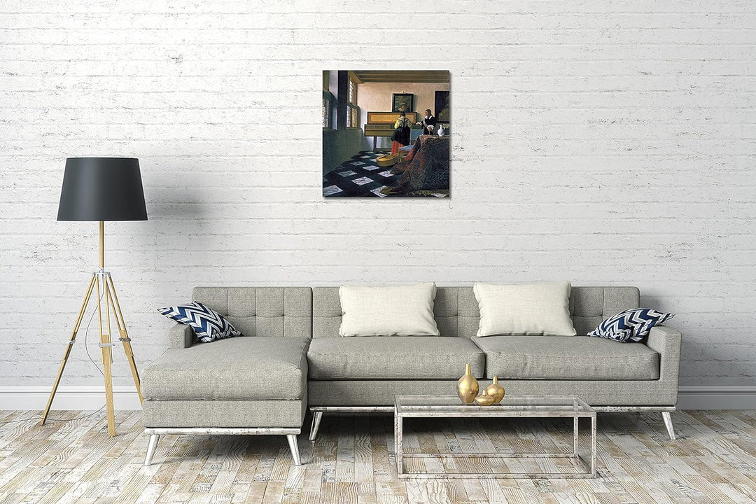 Printed Paintings Leinwand (70x70cm): Jan Vermeer - Die Musikstunde (1662/1665) 70x70 cm, 70x70 cm
