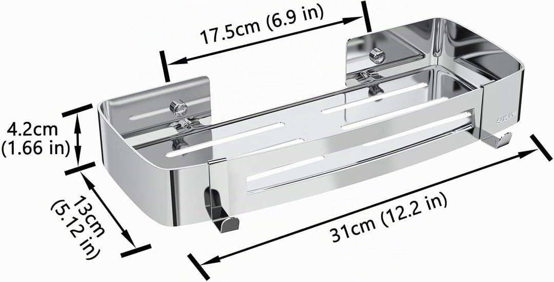 Strength Enemy Duschkorb ohne Bohren, Duschkörbe Selbstklebend, Dusch Organizer mit 2 Haken, Rostfre