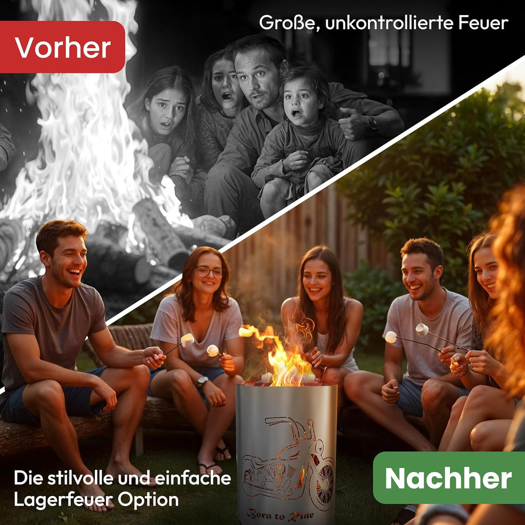 Coole Feuertonne/Feuerkorb mit Motiv Born to Ride