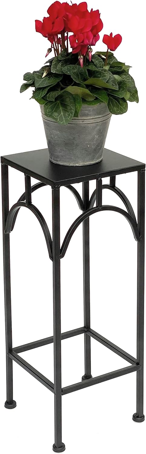 DanDiBo Blumenhocker Metall Schwarz Eckig 50 cm Blumenständer 96132 S Beistelltisch Blumensäule Mode