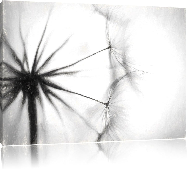 Pusteblumen Kohle Effekt, Format: 100x70 auf Leinwand, XXL riesige Bilder fertig gerahmt mit Keilrah