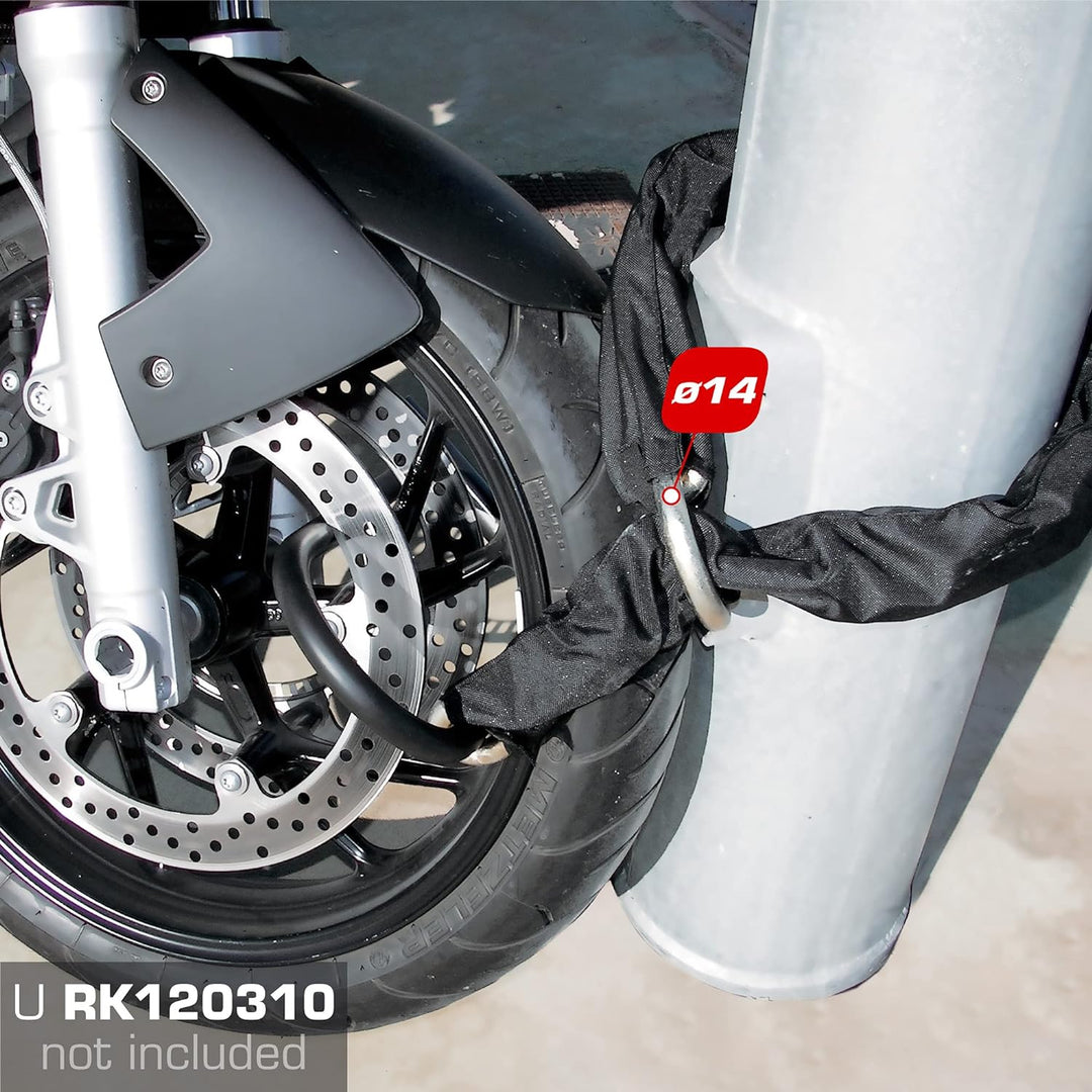 Radikal RK14120L Kette mit Diebstahlsicherung für Motorrad, Scooter, Durchmesser 14 mm, mit Schlaufe