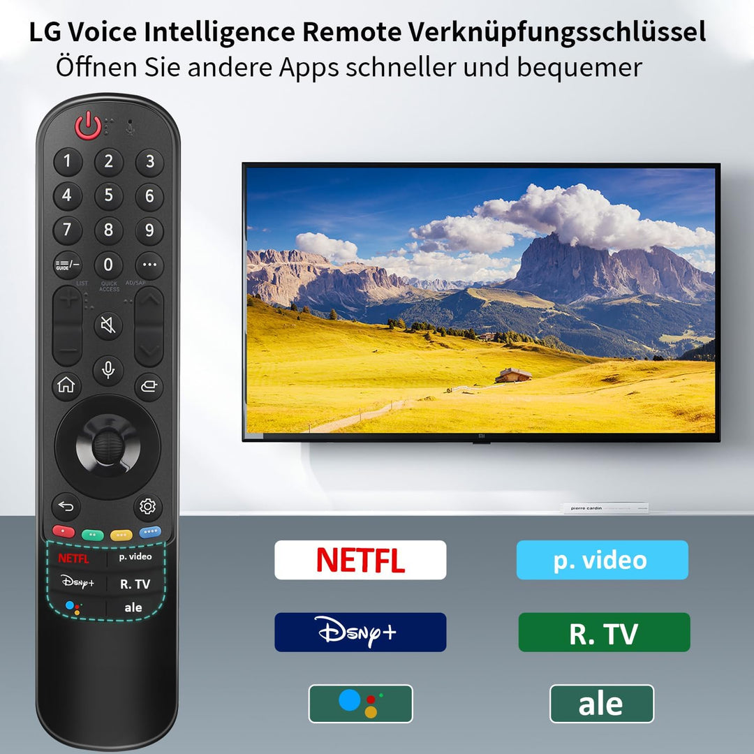 Gvirtue MR22GN Sprach Magic Fernbedienung für LG fernseher, Ersatz für LG Fernbedienung MR23GA MR22G