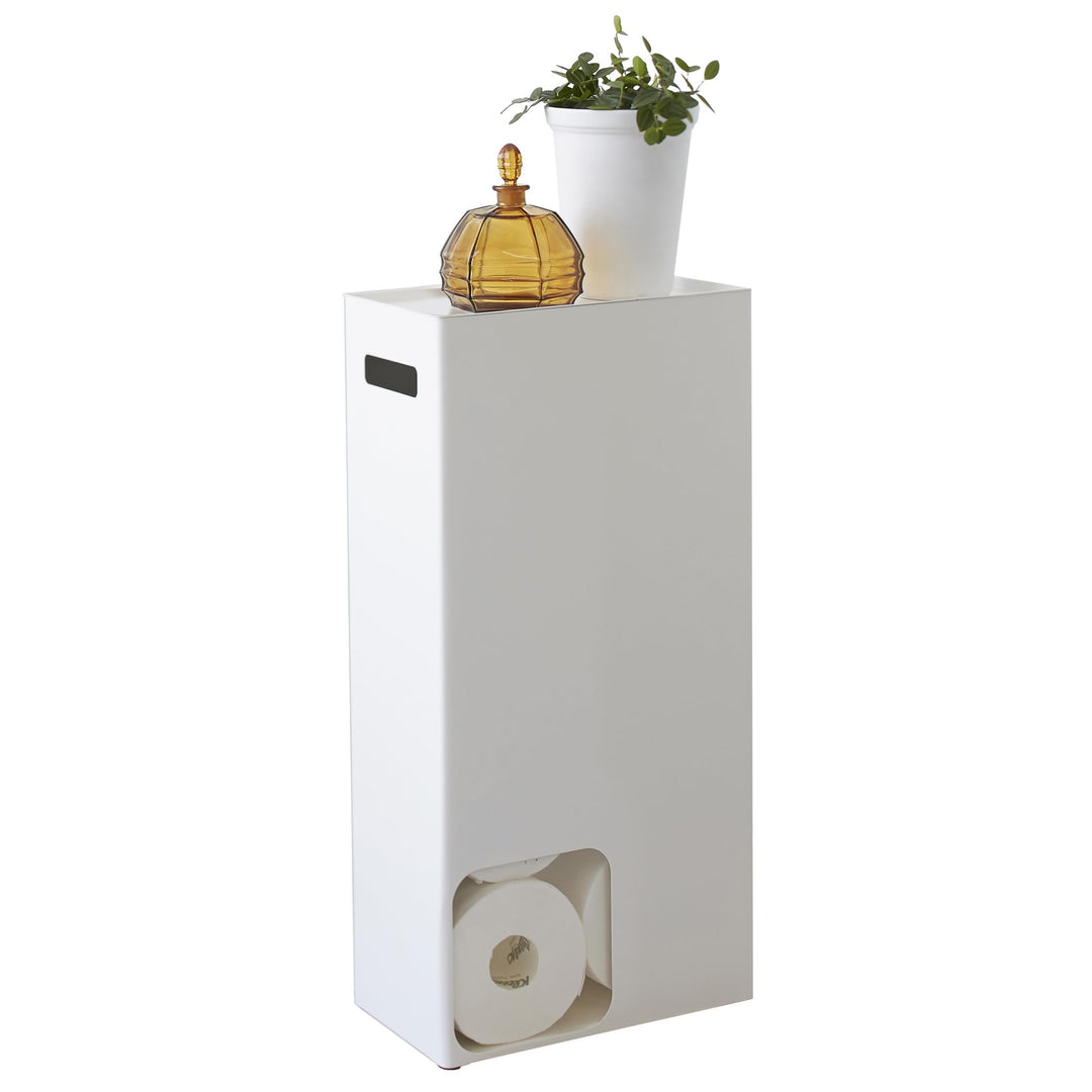 YAMAZAKI 'Tower' 3455 Toilettenpapierspender, Stahl, Weiss, 8 Rollen, Klopapier Aufbewahrung, Toilet