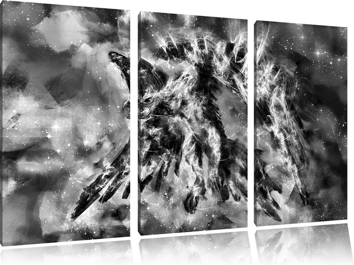 Pixxprint Feuriger Adler als Leinwandbild | Grösse: 3 Teilig (120x80) | Wandbild| Kunstdruck | ferti