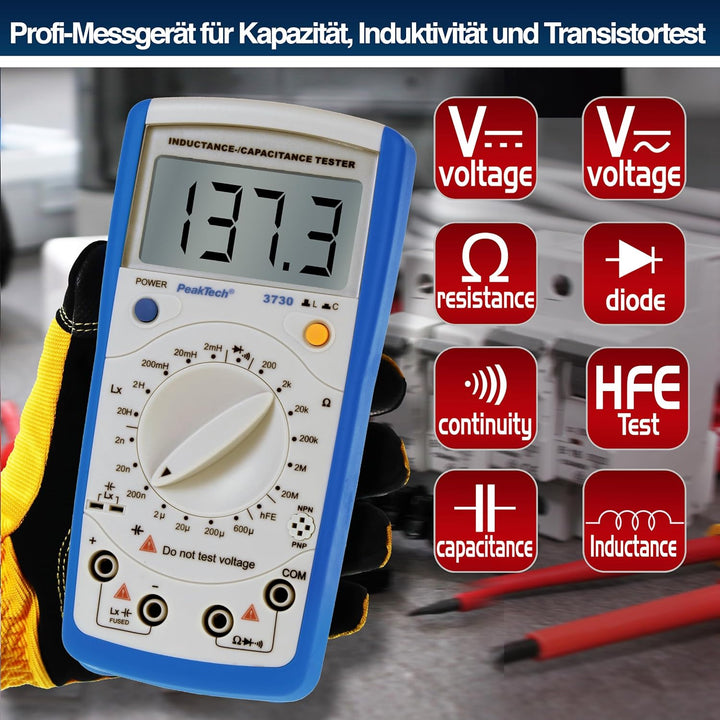PeakTech LCR-Messgerät, max. 200 µF / 20 H / 20Mohm, 1 Stück, P 3730, Blau Weiss