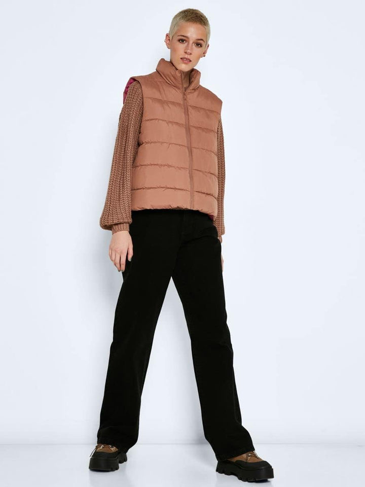 Noisy may Damen Nmmarcus Vest Bg Noos Weste, Beaver Fur/Detail:ibis Rose Lining