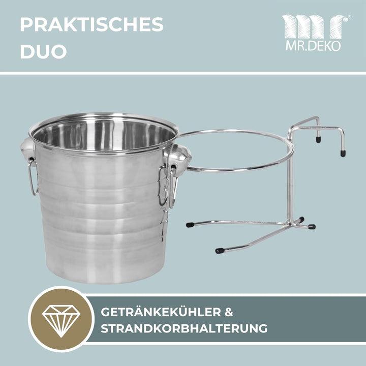 MR. DEKO Champagnerkühler für Strandkörbe - Sekt - Behälter - Kühler - Edel - EIS - Accessoire - Gar