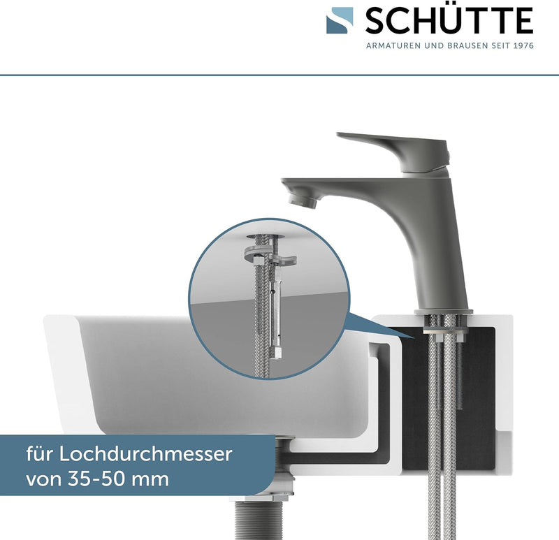 SCHÜTTE 33212 BOSTON Wasserhahn Bad Graphit matt, Waschtischarmatur, Mischbatterie Waschbecken grau,