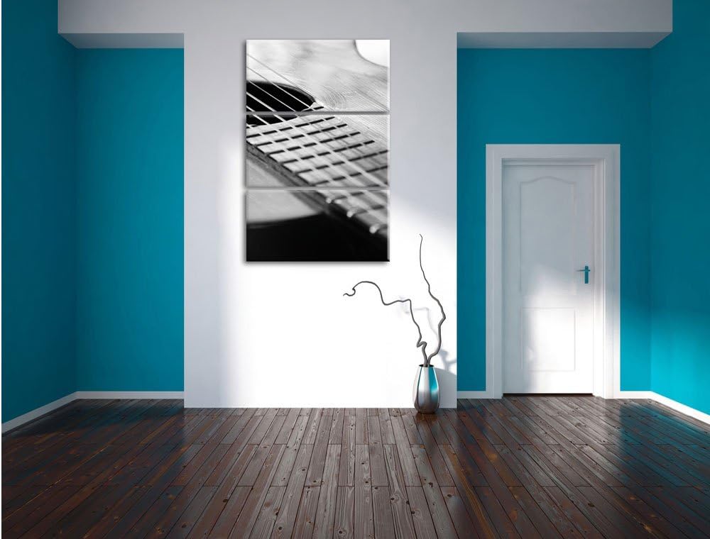 Pixxprint Gitarrensaiten am Schallloch 3-Teiler Leinwandbild 120x80 Bild auf Leinwand