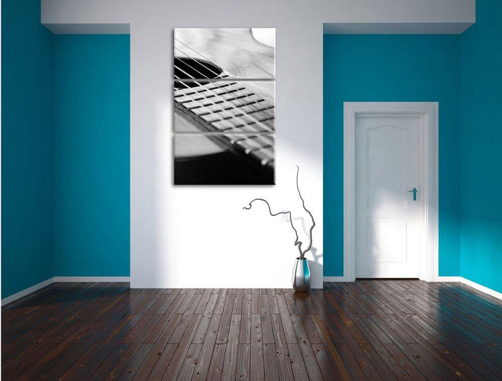 Pixxprint Gitarrensaiten am Schallloch 3-Teiler Leinwandbild 120x80 Bild auf Leinwand