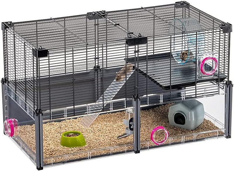 FERPLAST - Grosser Hamsterkäfig - Mauskäfig & Hamsterhaus - Metallgitter - mit Zubehör - Modular - M