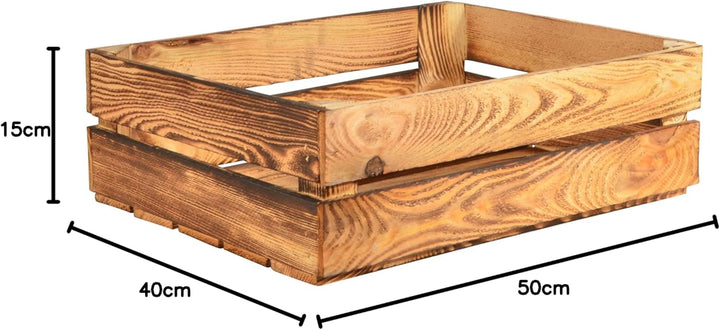 Geflammte Obstkiste - 50x40x15cm Holzkiste Weinkiste Apfelkiste Dekokiste 50x40x15cm Hell Geflammt 1