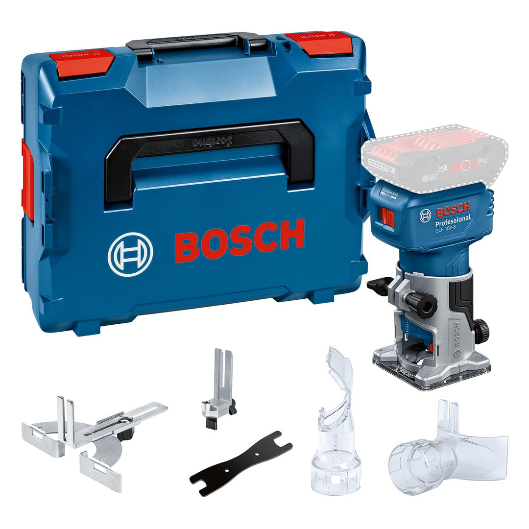 Bosch Professional 18V System Akku-Kantenfräse GLF 18V-8 (Parallelanschl., Saugadapter Oberflächenfr
