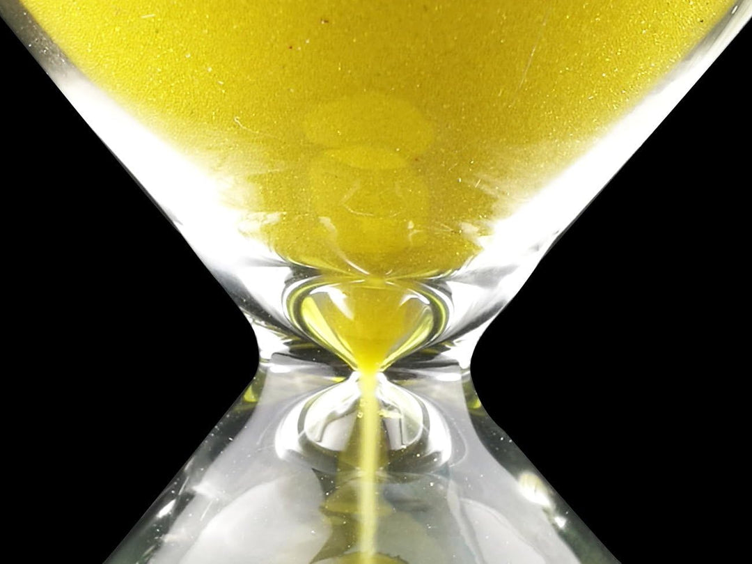 Sanduhr, farbig, Glas, Geburtstag 5 Minutes gelb, 5 Minutes Gelb