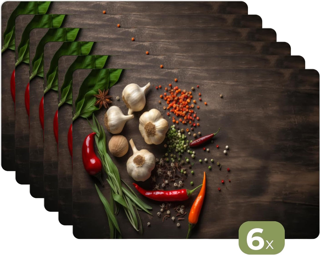 KitchenYeah© Platzsets Abwaschbar 6-Teilig 45x30 cm Tischsets Platzdeckchen rutschfeste Platzset Unt