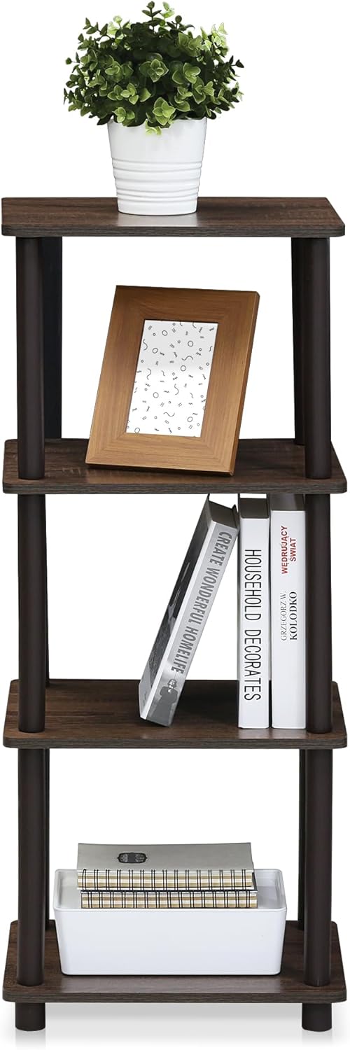 Furinno Raumregalsystem mit 3 Fächern, holz, Nussbaum/Braun, 29.46 x 29.46 x 92.71 cm Walnuss/Braun