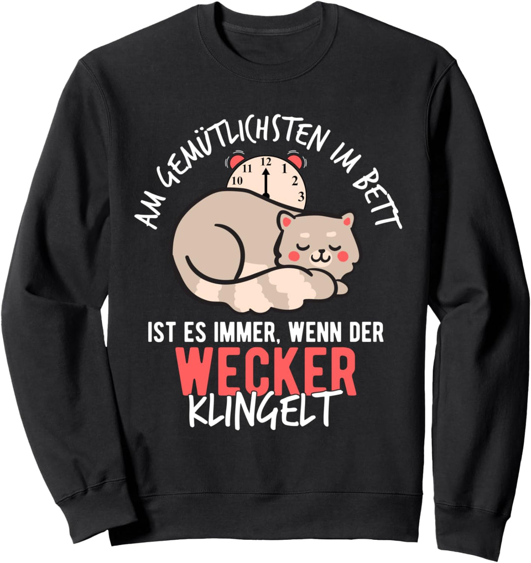 Schlafende Katze Langschläfer Morgenmuffel Spruch Geschenk Sweatshirt