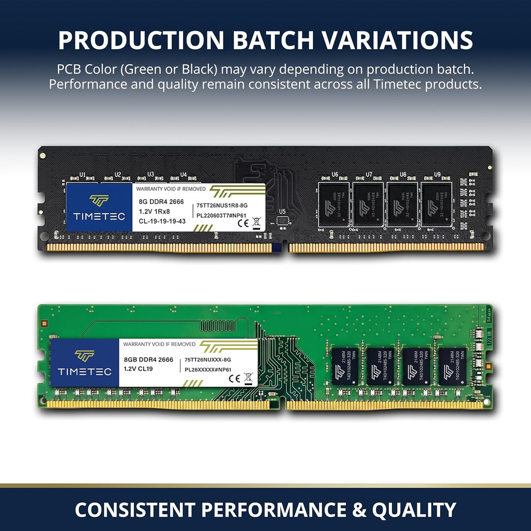Timetec 8 GB DDR4 2666 MHz PC4-21300 Nicht-ECC ungepuffert 1,2 V CL19 1Rx8 Single Rank 288 Pin UDIMM