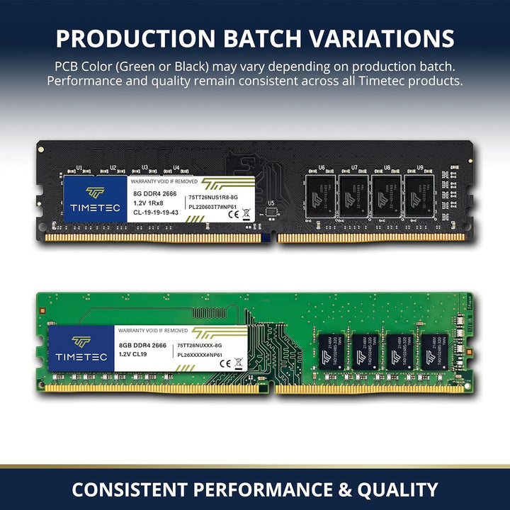 Timetec 8 GB DDR4 2666 MHz PC4-21300 Nicht-ECC ungepuffert 1,2 V CL19 1Rx8 Single Rank 288 Pin UDIMM