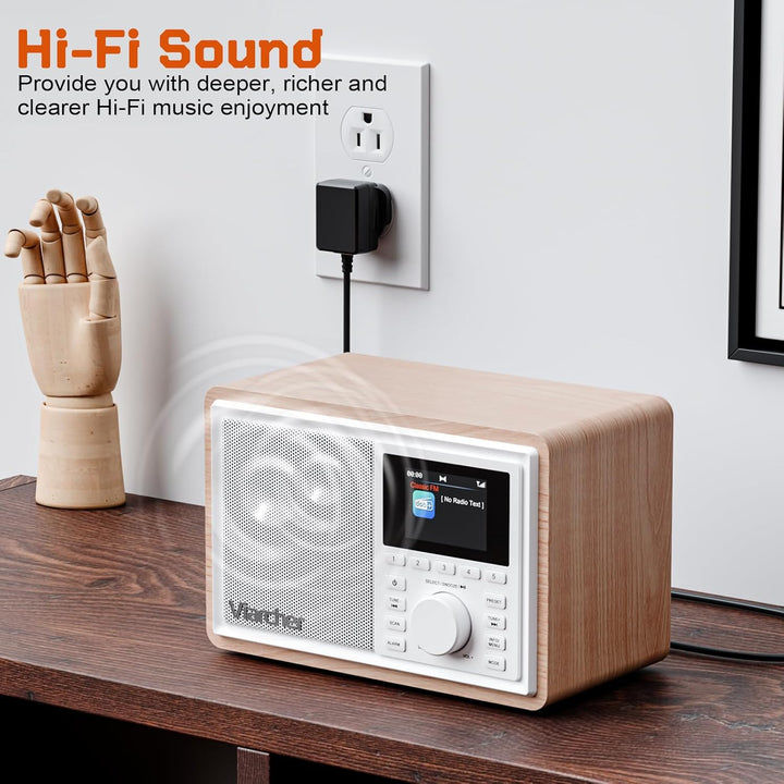 DAB/DAB+ & FM Digitalradio mit Bluetooth, Küchenradio, Dual-Weckfunktion, Schlaf-Timer, 60 Sendern,