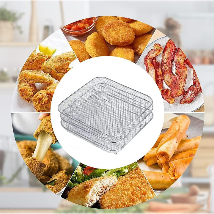 Stapelbarer Luftfritteusenständer aus Edelstahl 304, Dörrständer für Foodi 8L, 3 Etagen, für Frittie