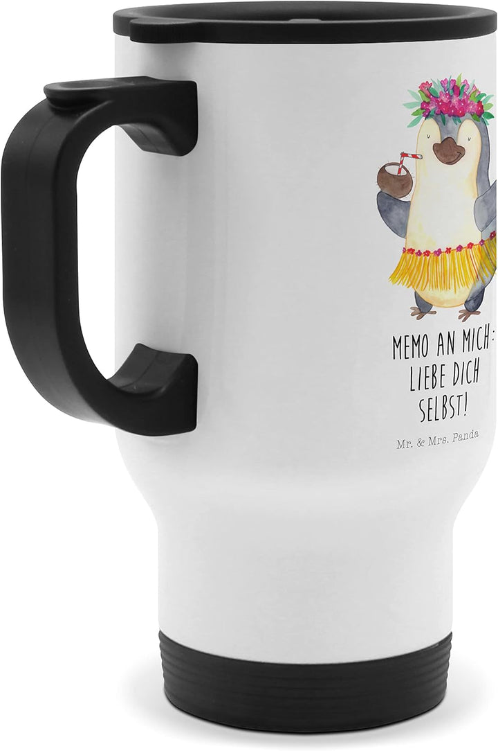 Mr. &amp; Mrs. Panda Thermobecher Pinguin Kokosnuss - Geschenk, erholt, To Go Becher, Spülmaschinenfest,