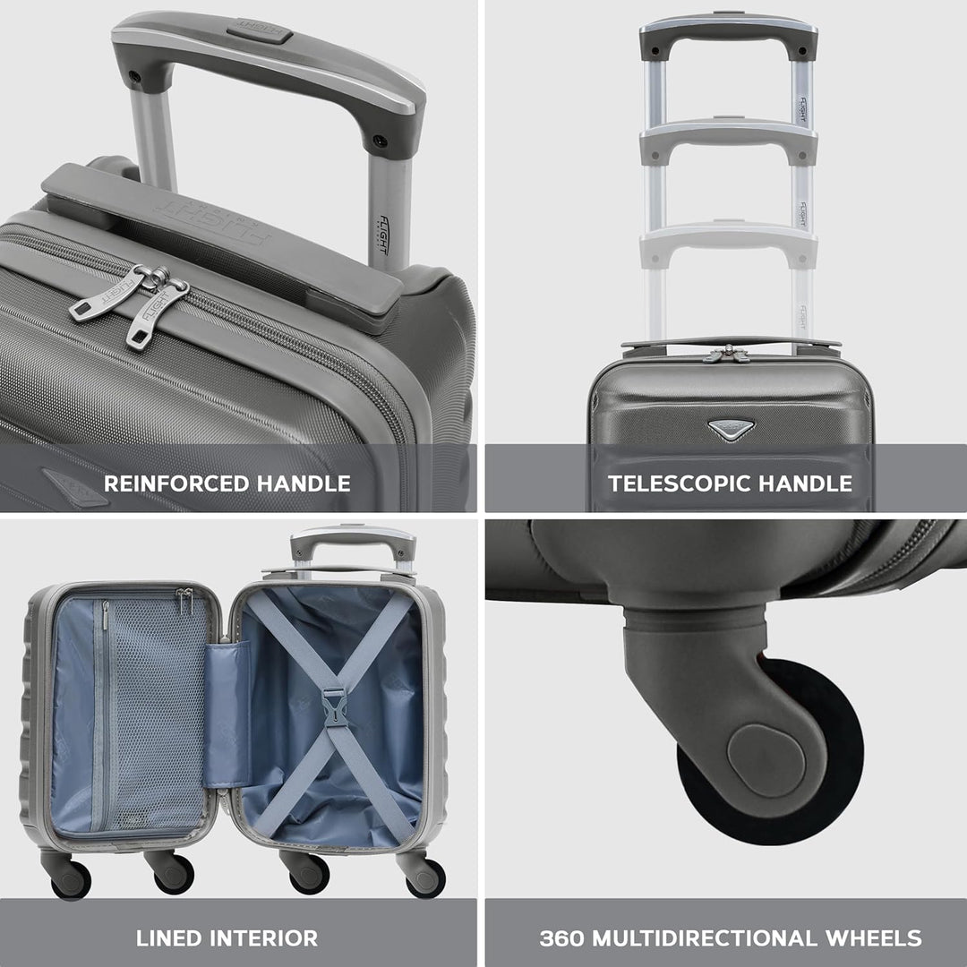 Flight Knight 3er-Pack Leichten 4-Rad-abs-hartschalenkoffern Kabinen-handgepack, Zugelassen Fur UBer
