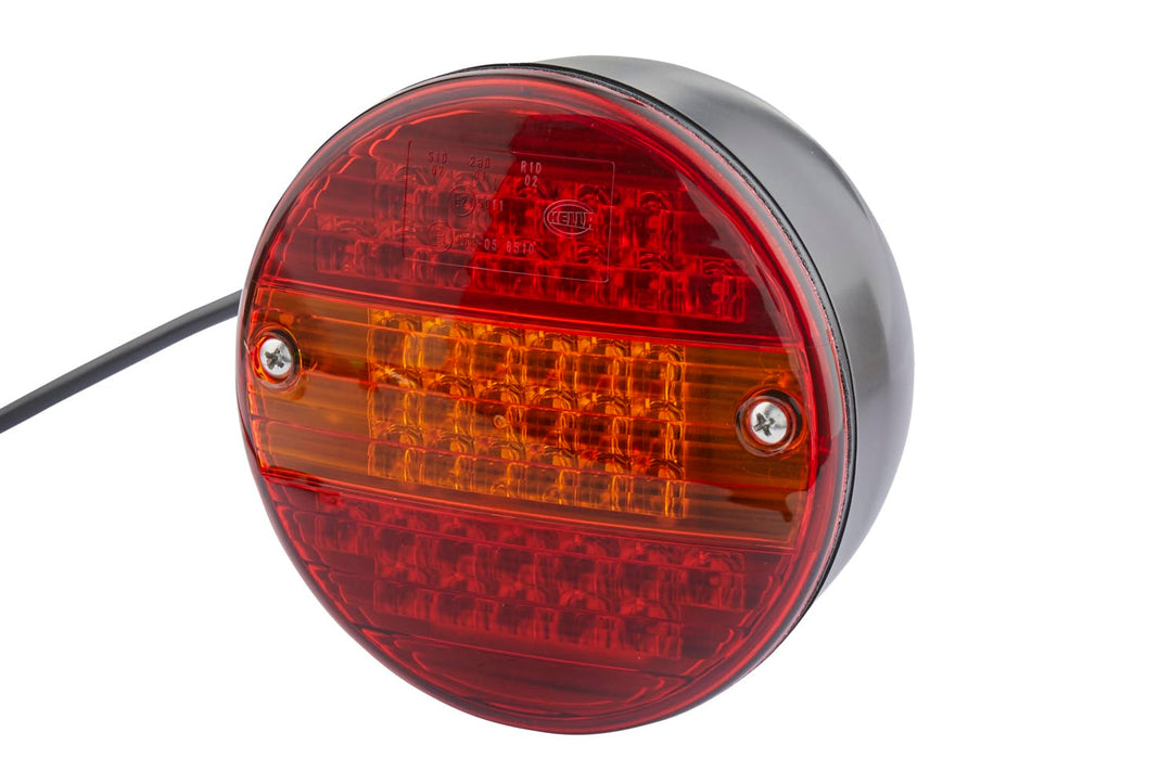 HELLA - Heckleuchte - LED - 24V - Anbau/geschraubt - Lichtscheibenfarbe: rot/gelb - Kabel: 500mm - S